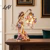 Peacock Table Lamp Decorative Peacock/Butterfly Goddess Desk Light Lighted Sculpture Resin Statue with Warm LED Artistic Light Lighting Retro Night