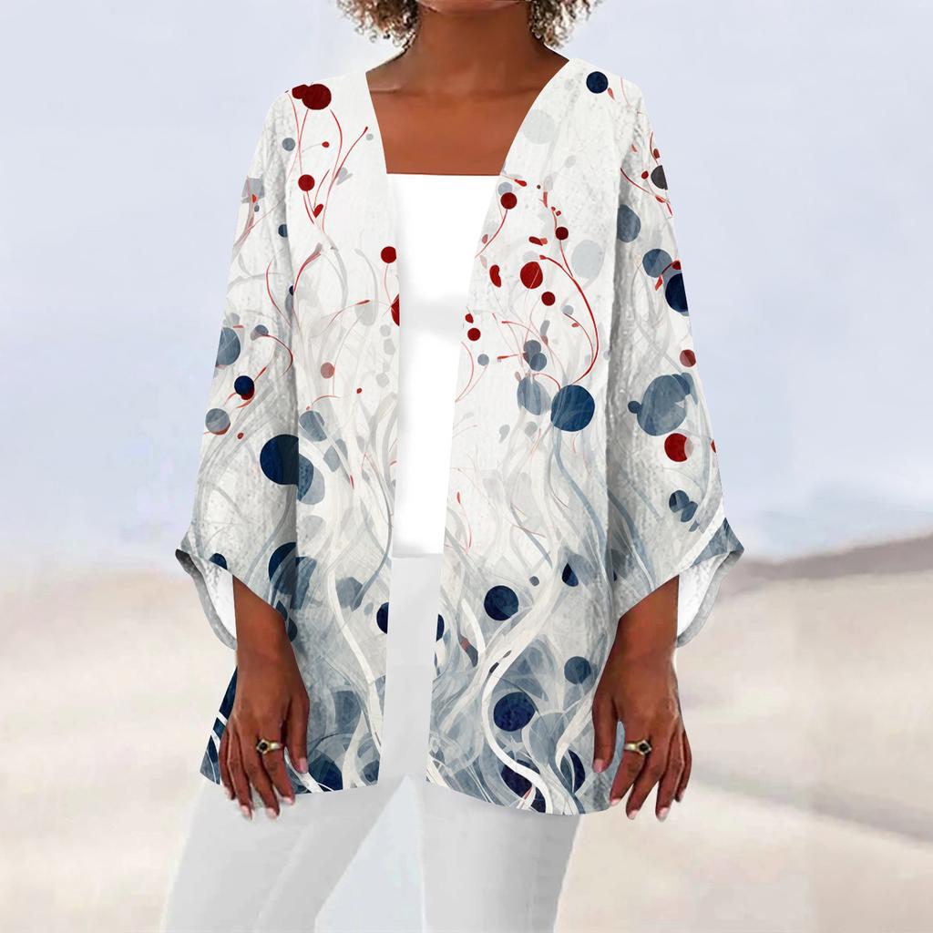 Женская повседневная модная легкая куртка средней длины с принтом, кардиган