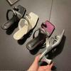 Fashion 2025 New Women's Shoes Herringbone Clamping Toe Slippers Female Summer Outwear High Heel Clamping Sandals Sandals Female