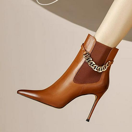 Трендовые женские ботильоны 2025 из натуральной кожи на шпильке с бархатной подкладкой