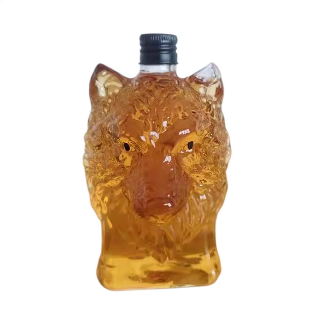 New Wolf Head Whiskey Bottle High Borosilicate Glass Process Bottle Animal-shaped Bottle Home Decor
