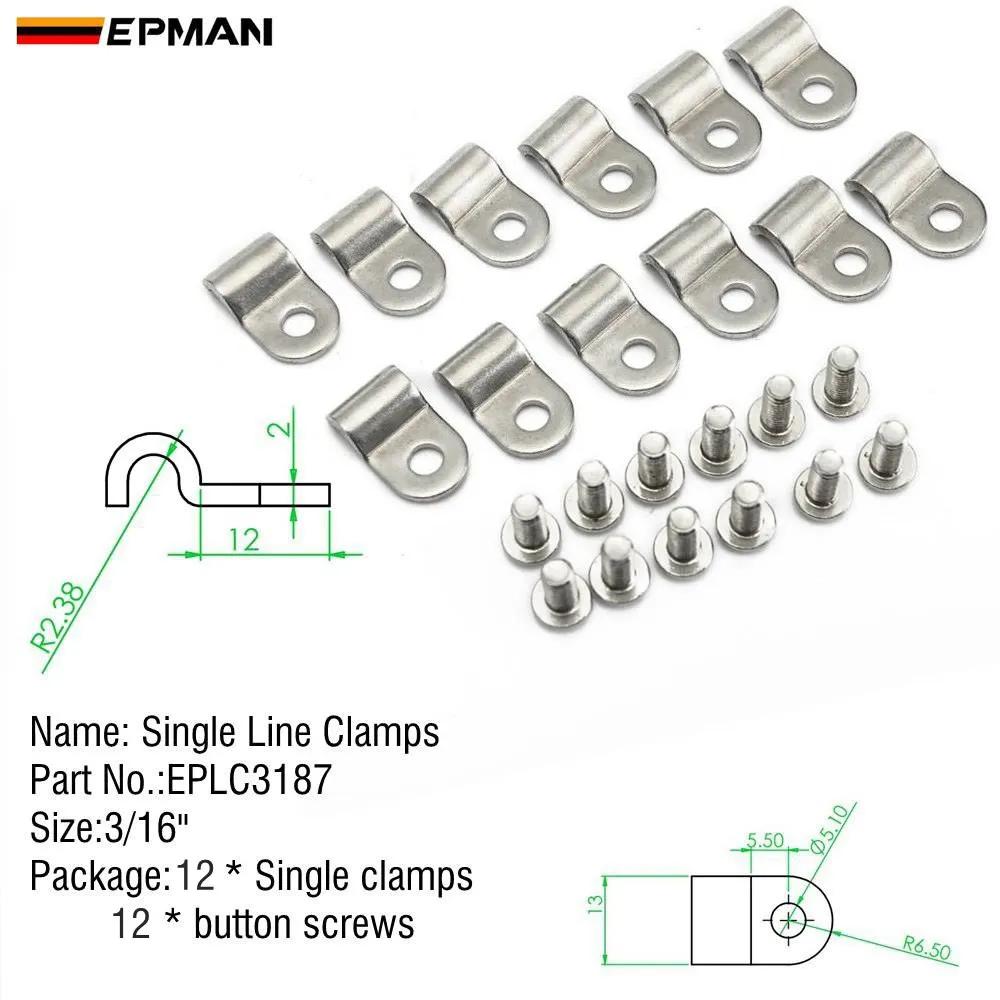 EPMAN Single Line Clamp Fuel Line Clamps 3/8"&3/16"& 1/4" SS 1 Pack Suit Fuel, Air, Electrical, Brake, Lines Etc EPLC3187