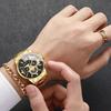 4PCS Trendy Hip-hop Men's Business Watch Bracelet Ring Set, Analog Mechanical Watch Quartz Watch Men's Clock (no Box)