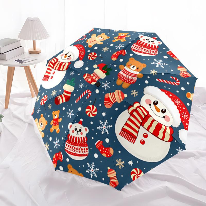 1pc Christmas ornaments Automatic Folding Umbrella - Portable Collapsible Design, 8-Rib Iron Frame, Durable Fabric yy251125182