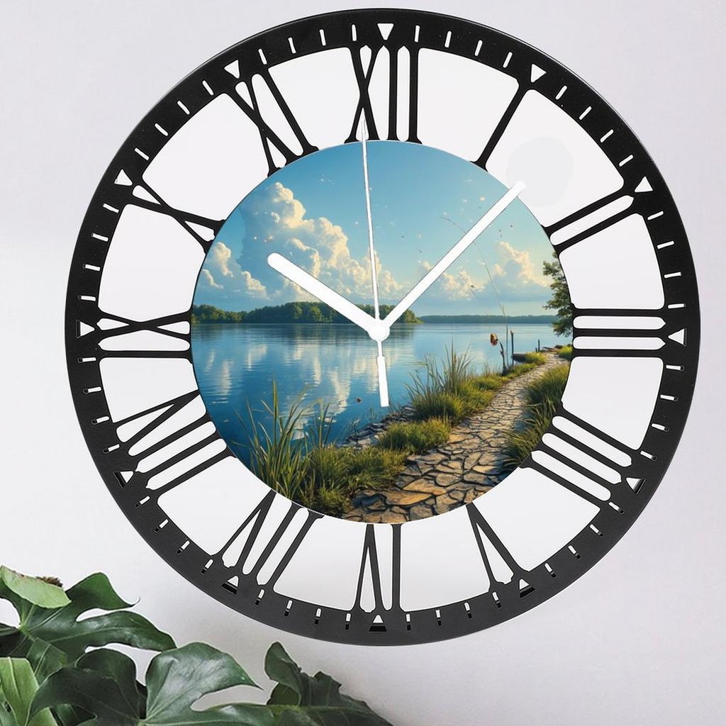 25cm Round Iron Wall Clock with Classic Roman Numerals and Vintage Style
