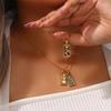 YILUOCD Zirconia Tarot Card Necklace Classic Tarot Queen Lover Magician Moon Wealth Amulet Stainless Steel Jewelry