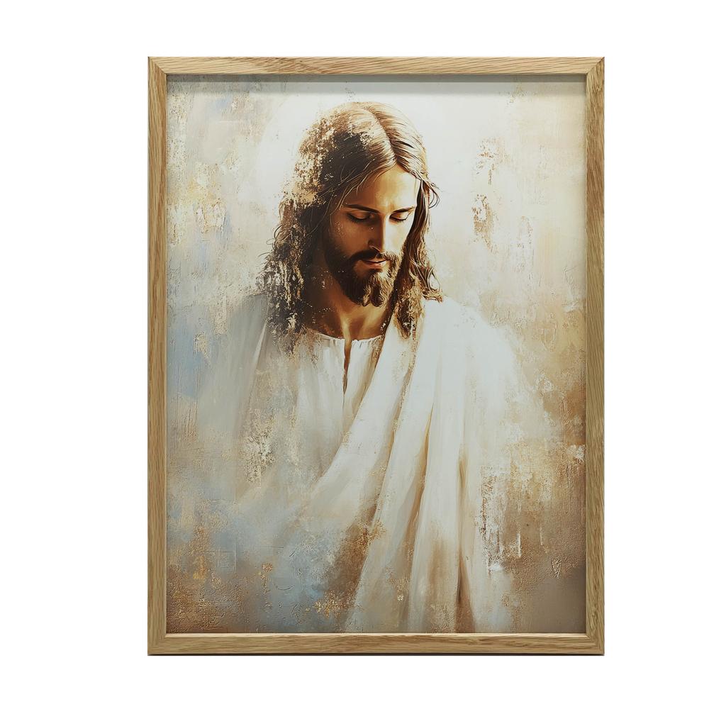 Poster Heart of Love - Portrait of Jesus Poster Heart of Love - Portrait of Jesus, 50X70 Cm, Gold Aluminum Frame, 230 Gsm Matte Paper