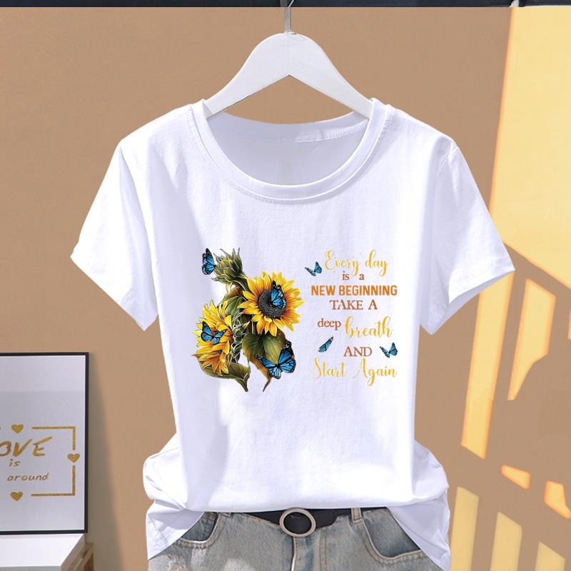 (Азиатский размер) Футболка с рисунком T Бабочка Цветок Прекрасная одежда 90-х годов Повседневная модная женская футболка с принтом Повседневная женская футболка с коротким рукавом