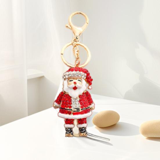 Брелок-подвеска Yousheng, сверкающие стразы, дизайн Санта-Клауса, металлический брелок для ключей, декоративный держатель для ключей, украшение для сумки друзей