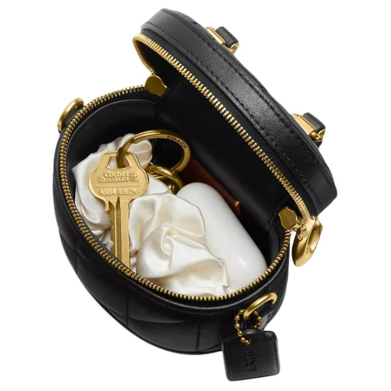 Coach Сумка Trail 12 с верхней ручкой, на молнии, из кожи наппа, мини, на плечо, через плечо, женская, черная CU144-B4BK