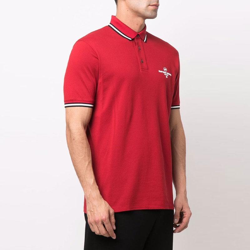 Emporio Armani Мужская футболка-поло с коротким рукавом, однотонная, с принтом, весна-лето 22, красная 3L1FAG-1JTKZ-0357