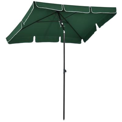 2 X 1.3m Garden Parasol Umbrella Outdoor Market Table Umbrella With Ruffles And Aluminium Pole Rectangular Tilting