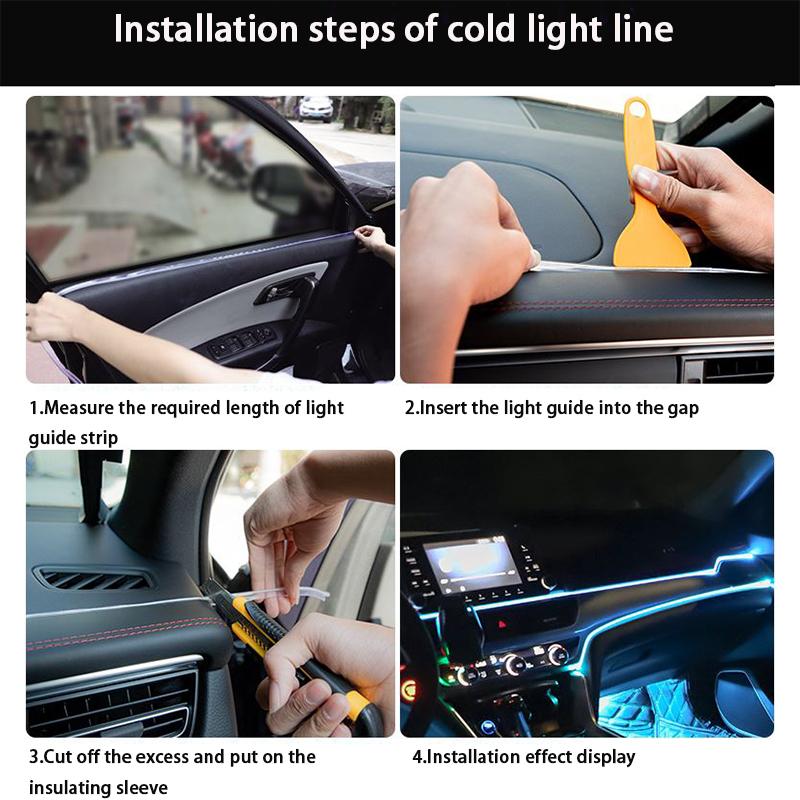 1/2/3/4/5M RGB Светодиодная лента для подсветки салона автомобиля Невидимая USB-лампа с оптоволокном для создания атмосферы Поддержка Лампы для декора дверей