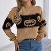 Autumn Winter Halloween Pumpkin Print Pullovers Sweaters Women Long Sleeve Casual Woman Sweater Elegant Round Neck Loose Warm Ladies Knit Jumper 25366