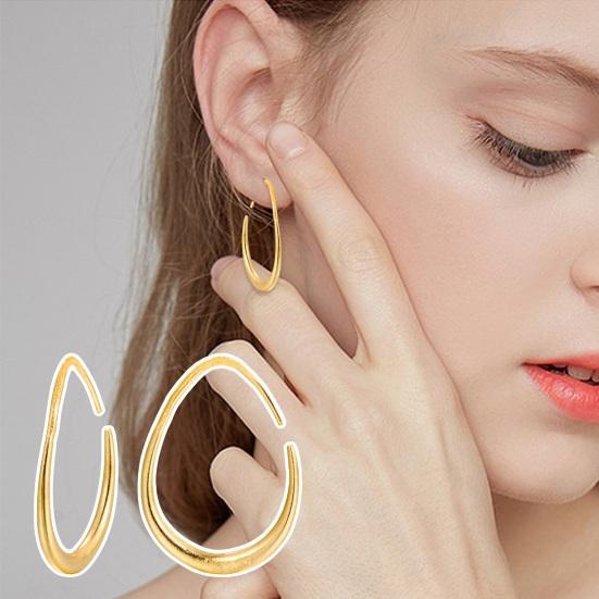 1 пара женских сережек Huggie, преувеличенные полированные геометрические овальные украшения для ушей, ювелирные изделия, серьги для выпускного вечера, длинные серьги-кольца для поездок на работу