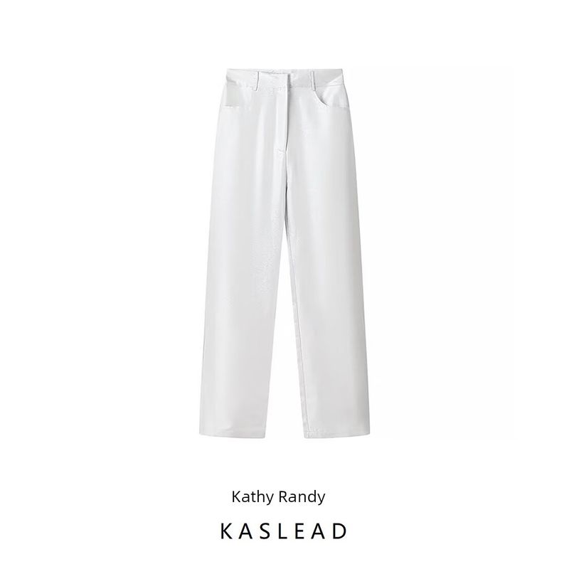 Kaslead New Arrival Women's Fashion Style Fashion Minimalist All-Matching Light Color Straight-leg Casual Pants