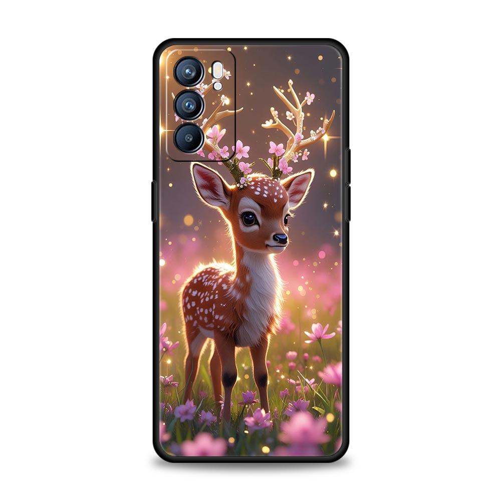 Чехол для телефона с рисунком оленя и личи для Oppo Reno 13 12 11 10 7 F Find X5 X6 A98 A80 A79 A78 A57 A54 A31 A17 Pro 5G Мягкий чехол из ТПУ