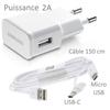Pour Samsung Galaxy S7 Edge : Chargeur USB Original 2A + Câble Long 150 Cm Blanc