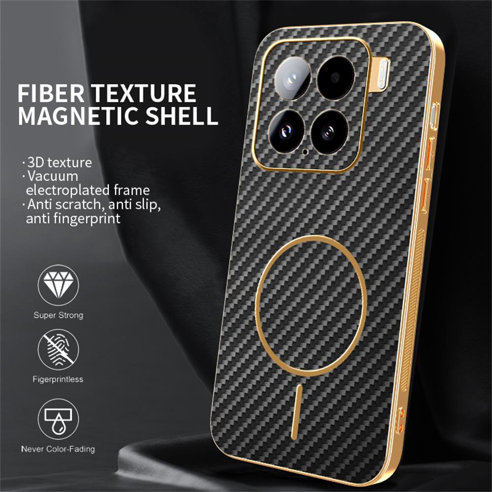 For Xiaomi 15 Phone Case Carbon Fiber Textured Electroplated TPU Back Cover