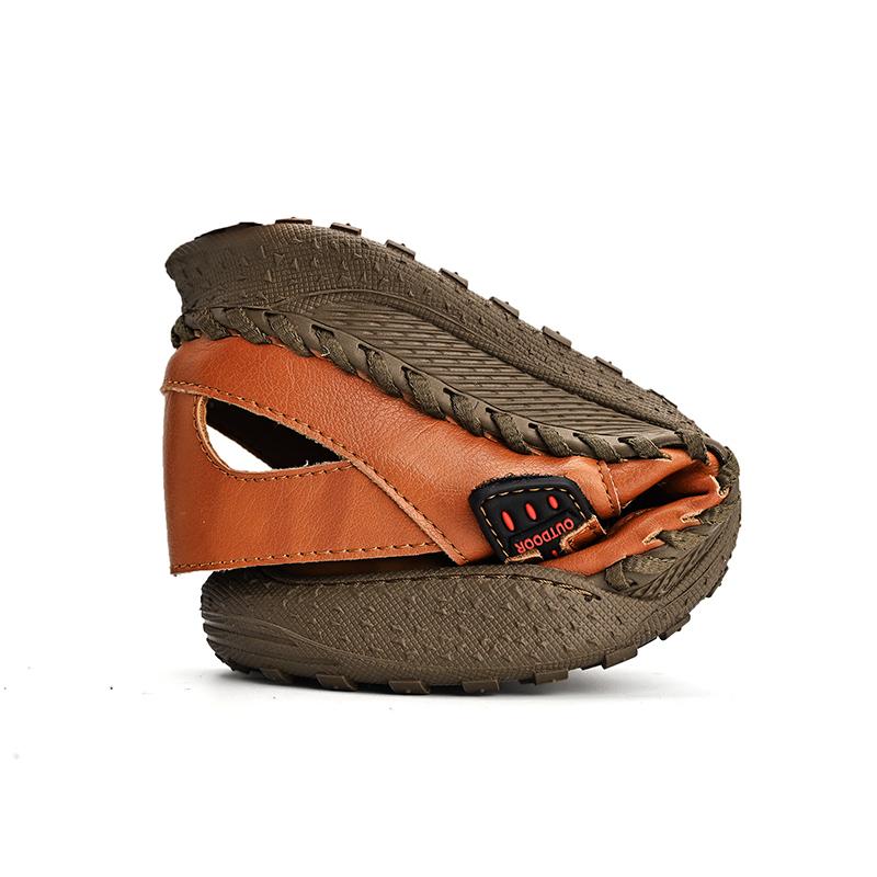 Мужские повседневные дышащие мягкие сандалии из натуральной кожи с ручной строчкой