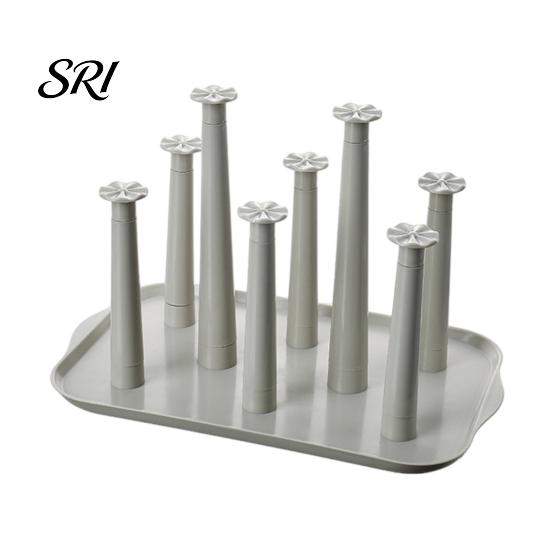 Cup Drying Rack for 6 Cups 6-Slot Plastic with Drip Tray Space-Saving Holder Countertop Organizer Mugs Glasses BPA-Free Kitchen Storage