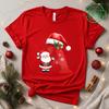 Christmas SantaAlphabet Letter Print T-shirt Short Sleeve Crew Neck Casual Top Kids Festive Holiday Women's Clothing Top