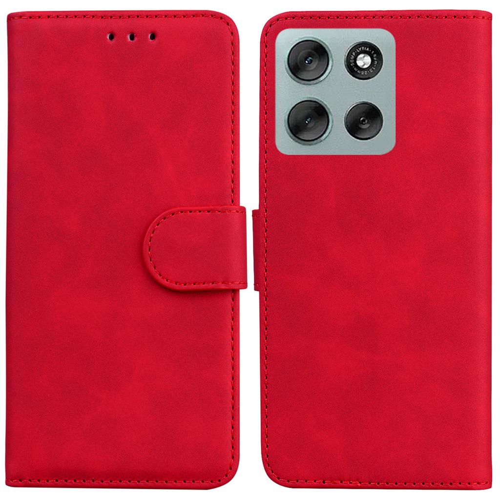 Для Motorola Moto G56 5G Чехол Однотонный Кожаный Чехол-Кошелек для Телефона