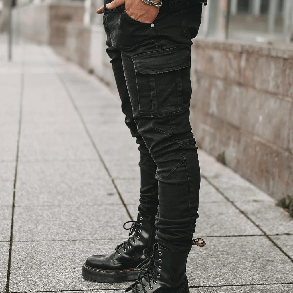 Новые мужские джинсы с боковыми карманами, мужские джинсы скинни с небольшими штанинами