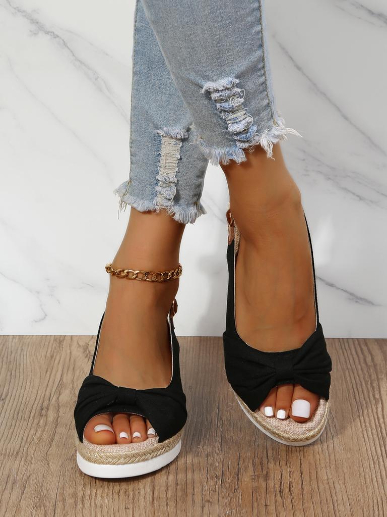 Мода 2024 года, модные женские босоножки с открытым носком и пряжкой, на танкетке, удобные, легкие, на высоком каблуке, износостойкие, женские, офисные, свадебные босоножки