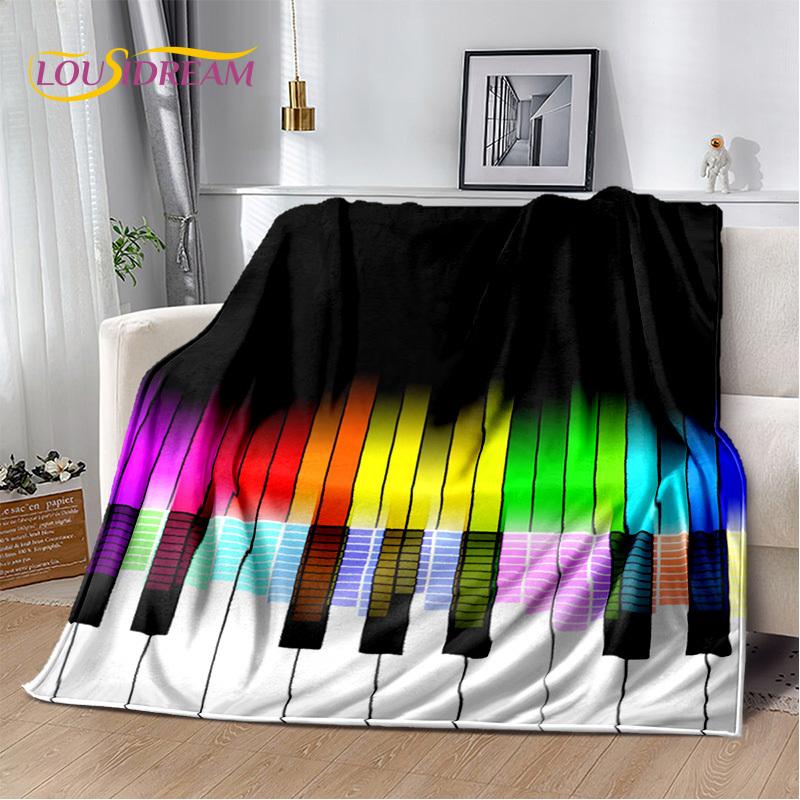3D Dream Piano Key Music Instrument Cartoon Blanket,Soft Throw Blanket for Home Bedroom Bed Sofa Picnic Office Travel Cover Kids