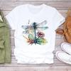 (Asian Size) Tee Top Dragonfly Lovely Trend Clothing Casual Short Sleeve Fashion Tshirt Women Print Lady Female Graphic T-shirt