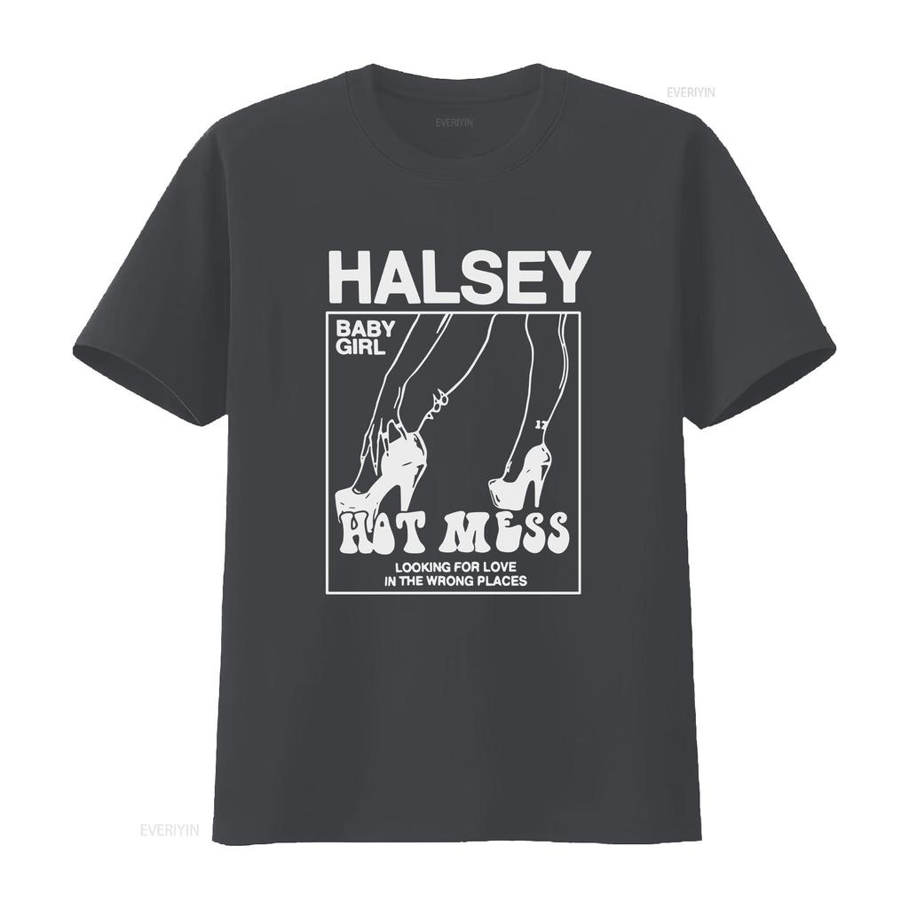 Halsey Hot Mess T Shirt Sizes met 183 vintage Washed homme Soft Comfortable Top For Everyday Wear graphic fashion streetwear