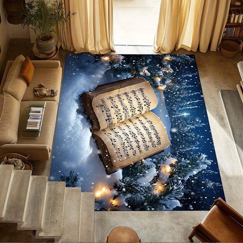 music snow Crystal Velvet chair mat Area Rug - Non-Slip, Floor Mat, Office Desk Chair Rugs, Bedroom Decor.Christmas Gift-1106155