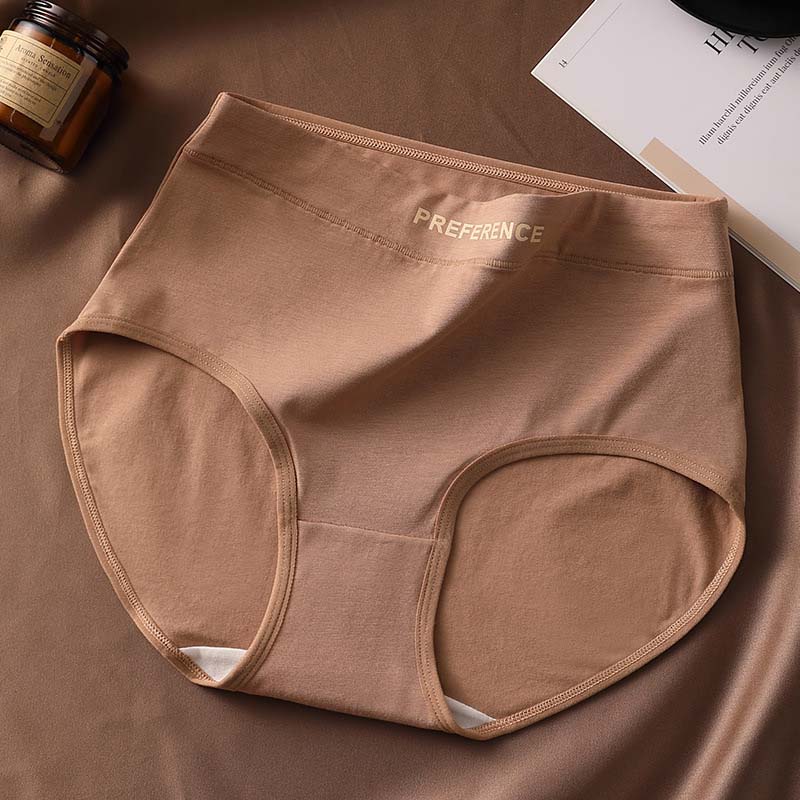 Women Cotton Panties High Waist Panty Comfortable Underwear Ladies Solid Color Underpants