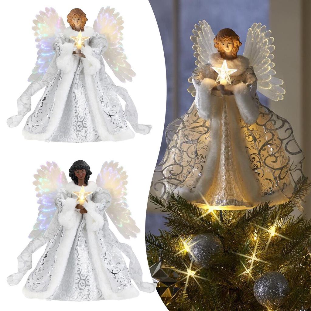 Shimmering 9.8in Led Tree Topper Angel Ornament Perfect For Any Tree