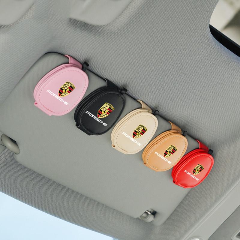 Car Interior Glasses Clip Sunshade Storage Brace Accessories For Porsche Cayenne Panamera Macan 911 718 Taycan Boxster Cayman918 BDFHJ1
