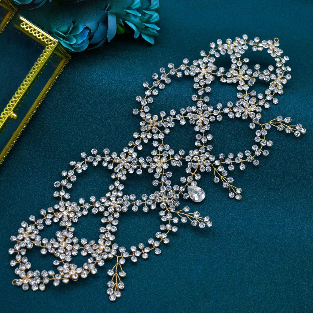 Ручная работа Стразы Свадебная цепочка на лоб Повязка на голову - Элегантный аксессуар для прически