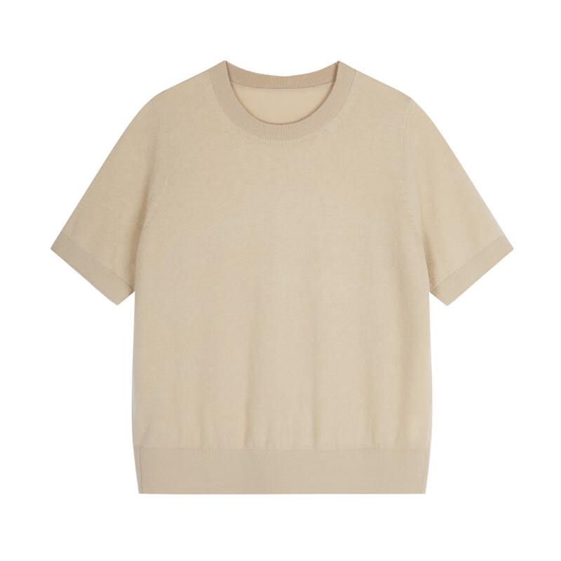 JNBY Women's 2024 Spring Cashmere Knit Short Sleeve Top