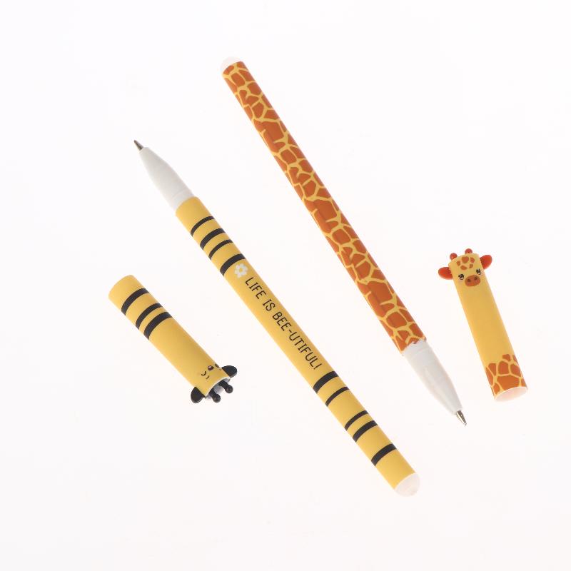 7Pcs Pen Bee Rabbit Giraffe 0.5Mm Colored Pen Core Neutral Pen Cartoon Animals Erasable Gel For Writing School Supplies