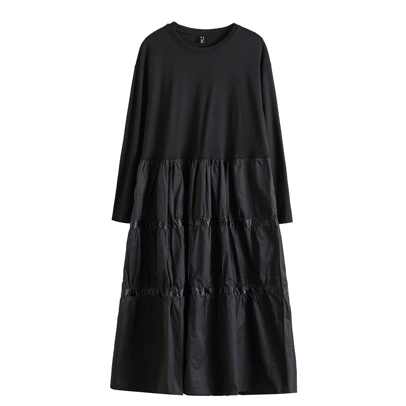 DIMANAF 2025 Весеннее Полосатое Платье Женское Повседневное Винтажное Длинное Платье Свободный Принт Макси Базовое Зеленое Черное Платье