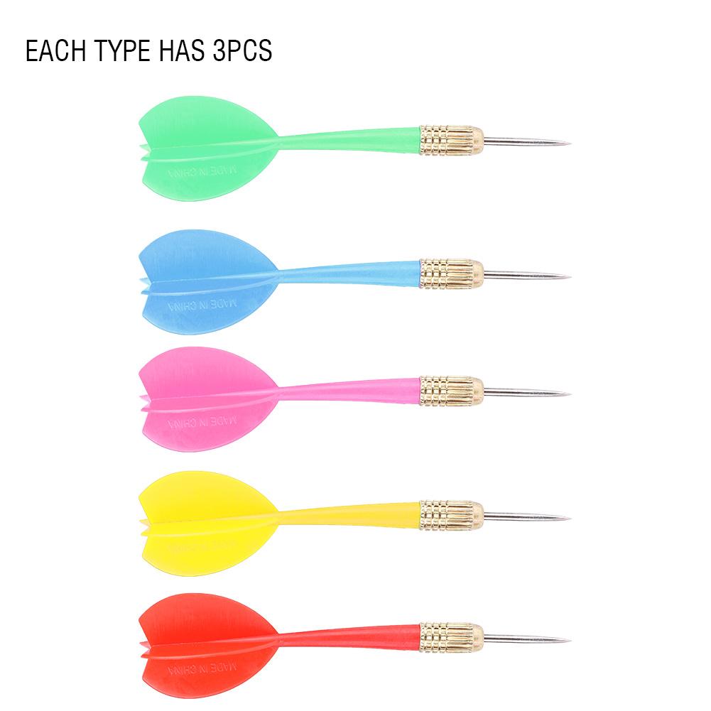 15Pcs Set Needle Tip Darts Barrel Colourful Darts Dart Red Yellow+Green Purple Blue