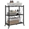 Black Rolling Storage Shelf 71x34x88 Cm Steel