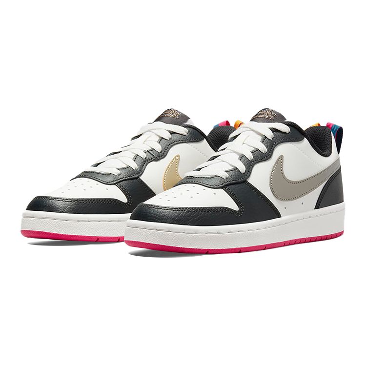 Nike Детские кроссовки Court Borough Low 2 SE GS Summit White Pink Prime Off-Noir Metallic-Pewter DJ0040-100