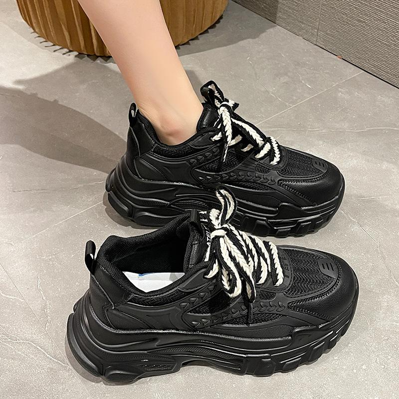 Thick-soled Heightening Dad Shoes Women's Ins Tide Spring 2025 New Fashion Versatile High-end Casual Sports Shoes