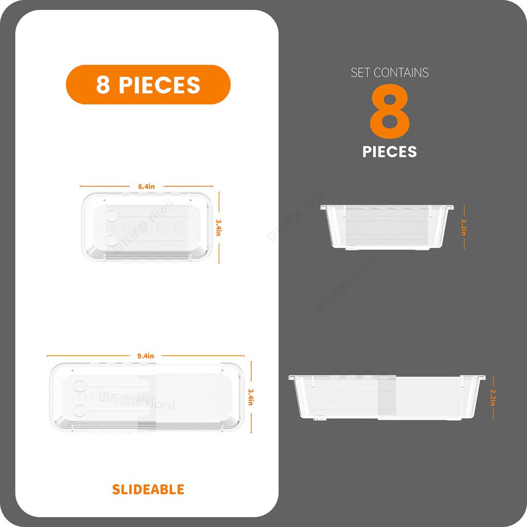 Прозрачный разделитель для ящика, коробка для хранения, свободно расширяемая и штабелируемая, настольная для организации мелочей, коробка с отсеками для хранения