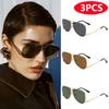 3pcs Retro Trend Oval Pilot Sunglasses Double Bridge Goggles Women Outdoor Metal Sun Glasses High Quality Classic UV400 Unisex