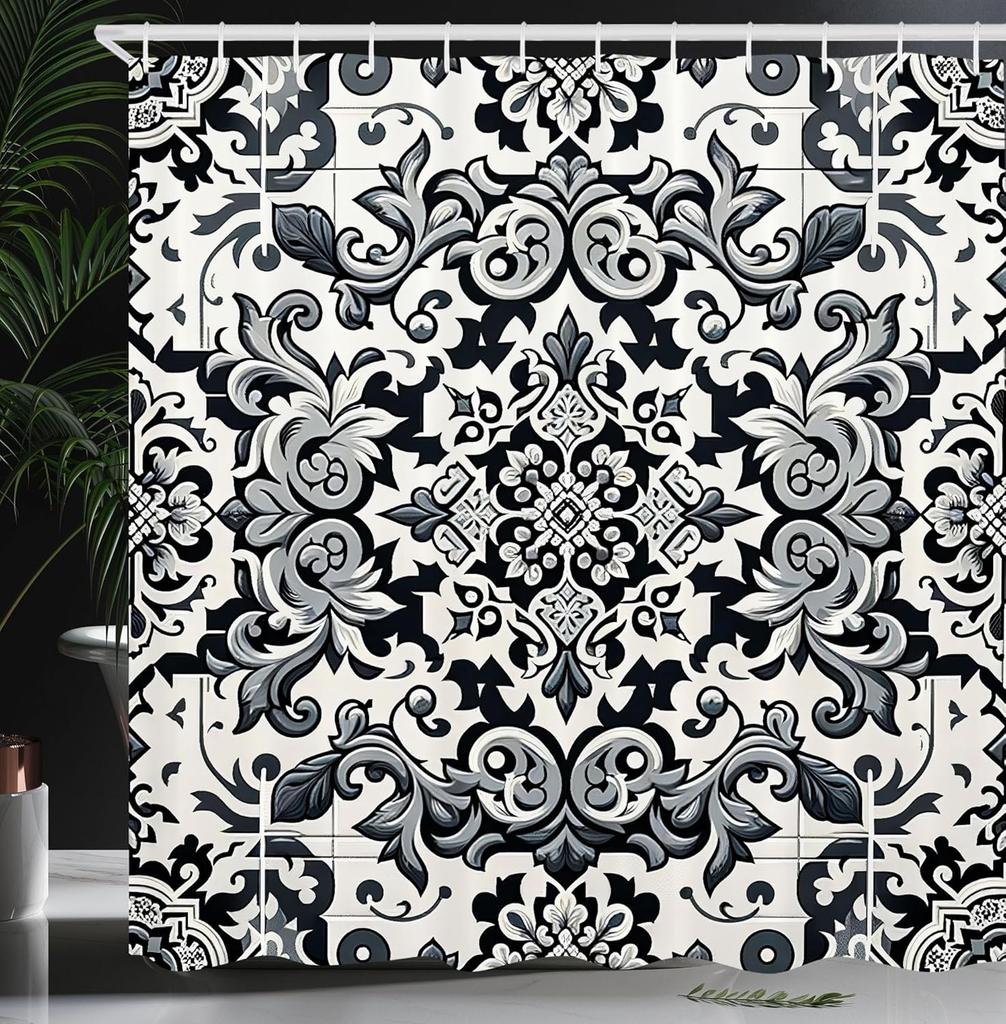 Черно-белая шторка для душа туманные высокие деревья лесной массив природный ландшафт ткань украшение для ванной шторка для душа с крючком