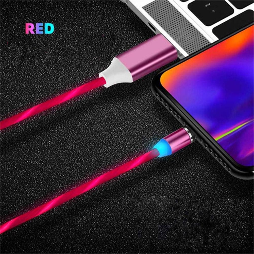 Data Line LED Magnetic Micro USB Cable Android Type-C IOS Fast Charging Cable for Mobile Phone