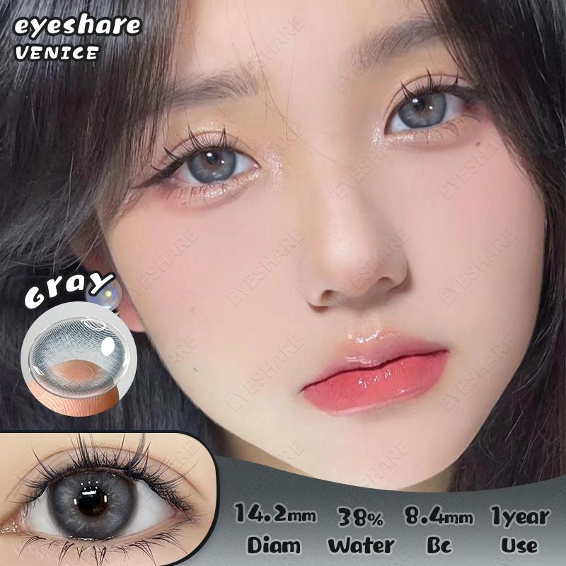 Eyeshare Цветные контактные линзы года Натуральные карие цветные линзы для макияжа глаз Синие модные контактные линзы Серые косметические линзы 1 пара