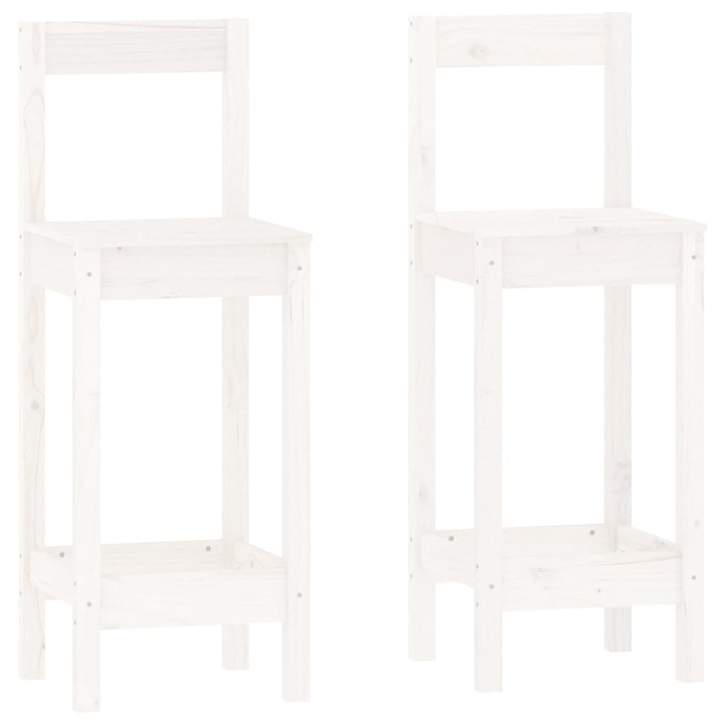 3 Piece Bar Set White Solid Pine Wood